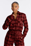 SC Plaid Printed Long Sleeve Jumpsuit OSM-4495