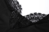 SC V Neck Backless Lace Patchwork Mini Dress GYME-K25D90174