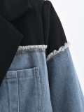 SC Irregular Patchwork Contrast Color Denim Blazer Coats GYLN-0281