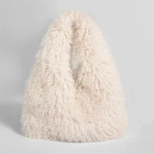 SC Plush High-Capacity Faux Sheepskin Triangle Shoulder Bag HBRS-5123