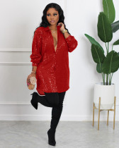 SC Fashion Sequin Loose Shirt Dress OMY-11066