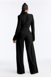 SC Solid Color Tie Up Bow Wide Leg Jumpsuit OSM-4496