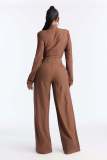 SC Solid Color Tie Up Bow Wide Leg Jumpsuit OSM-4496