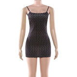 SC U Neck Backless Polka Dot Print Mini Dress GYME-K25D90457