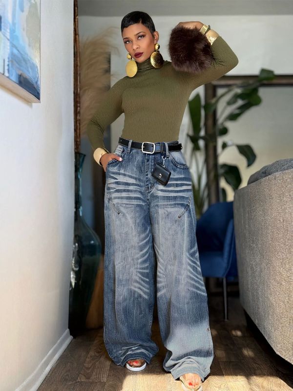 SC Fashion Ruched Loose Jeans GYLN-0572