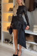 SC Long Sleeve Sequin Patchwork Bow-tie Mini Dress GSNU-8216
