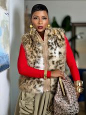 SC Reversible Thickened Leopard-Print Fur Vest Coat GYLN-4119