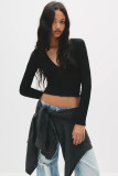 SC V Neck Long Sleeve Crop Tops GWLS-202515