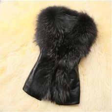SC Plus Size Fur Collar Fur PU Leather Coat HHMY-5723