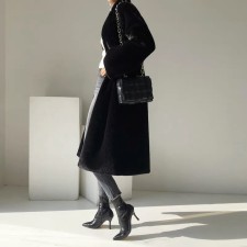 SC Faux Mink Fur Stand Collar Coat HHMY-2024