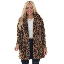 SC Plus Size Rabbit Fur Leopard Print Loose Plush Coats HHMY-9092