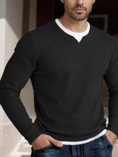 SC Men's Long Sleeve Faux Two-Piece Double-Layer T Shirt FLZH-ZT299