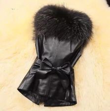 SC Plus Size Fur Collar Fur PU Leather Coat HHMY-5723