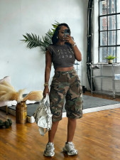 SC Camouflage Print Casual Denim Shorts LSD-2673