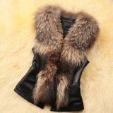 SC Plus Size Fur Collar Fur PU Leather Coat HHMY-5723