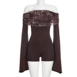 SC One Shoulder Leopard Print Romper MXBF-J25RP468