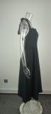SC Plus Size Solid Color Halterneck Maxi Dress GHHE-29325