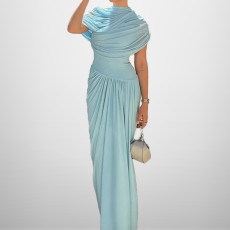 SC Plus Size Solid Color Ruched Maxi Dress GHHE-29496