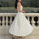 SC Plus Size Polka Dot Print Sling Maxi Dress GHHE-29546