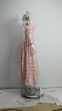 SC Plus Size V Neck Press Pleated Maxi Dress GHHE-28863