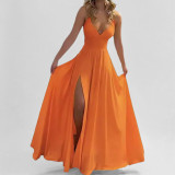 SC Plus Size Deep V Neck Split Maxi Dress GHHE-29249