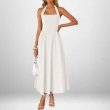 SC Plus Size Solid Color Halterneck Maxi Dress GHHE-29325