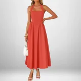 SC Plus Size Solid Color Halterneck Maxi Dress GHHE-29325