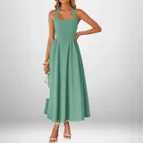 SC Plus Size Solid Color Halterneck Maxi Dress GHHE-29325