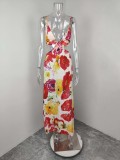SC Plus Size Print Sling Backless Maxi Dress GHHE-29241