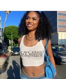 SC Letter Print Sleeveless Tank Tops GFCF-1099