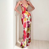 SC Plus Size Print Sling Backless Maxi Dress GHHE-29241