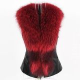 SC Plus Size Fur Collar Fur PU Leather Coat HHMY-5723