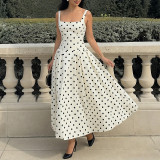 SC Plus Size Polka Dot Print Sling Maxi Dress GHHE-29546
