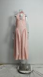 SC Plus Size V Neck Press Pleated Maxi Dress GHHE-28863