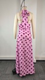 SC Plus Size V Neck Polka Dot Print Maxi Dress GHHE-29699
