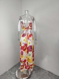 SC Plus Size Print Sling Backless Maxi Dress GHHE-29241