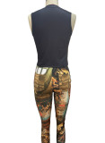 SC Vintage Oil Pained Two Piece Pants Set GFCF-1249