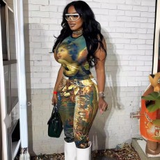 SC Vintage Oil Pained Two Piece Pants Set GFCF-1249