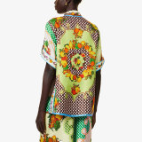 SC Plus Size Color-Block Print Top And Wide-Leg Pants Two-Piece Set GHHE-28065