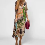 SC Plus Size V Neck Print Loose Maxi Dress GHHE-29304