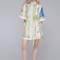 SC Plus Size Short Sleeve Color Block Mini Dress GHHE-29130