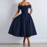 SC Plus Size One Shoulder Solid Color Maxi Dress GHHE-29261