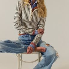 SC Stripe Long Sleeve Knits Top GOLB-SU4208