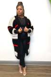 SC Plus Size Stripe Knits Long Coats QYXZ-9100