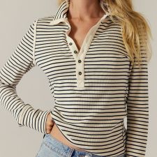 SC Stripe Long Sleeve Knits Top GOLB-SU4208