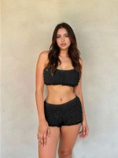 SC Ruffles Wave Solid-Color Shorts GOLB-SU3943