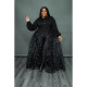 SC Plus Size Pearl Mesh Panel Maxi Dress QYXZ-99961