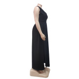 SC Plus Size Sleeveless V Neck Split Maxi Dress QYXZ-9120