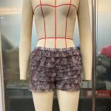 SC Ruffles Wave Solid-Color Shorts GOLB-SU3943