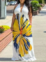 SC Print Halterneck Backless Maxi Dress YH-5310